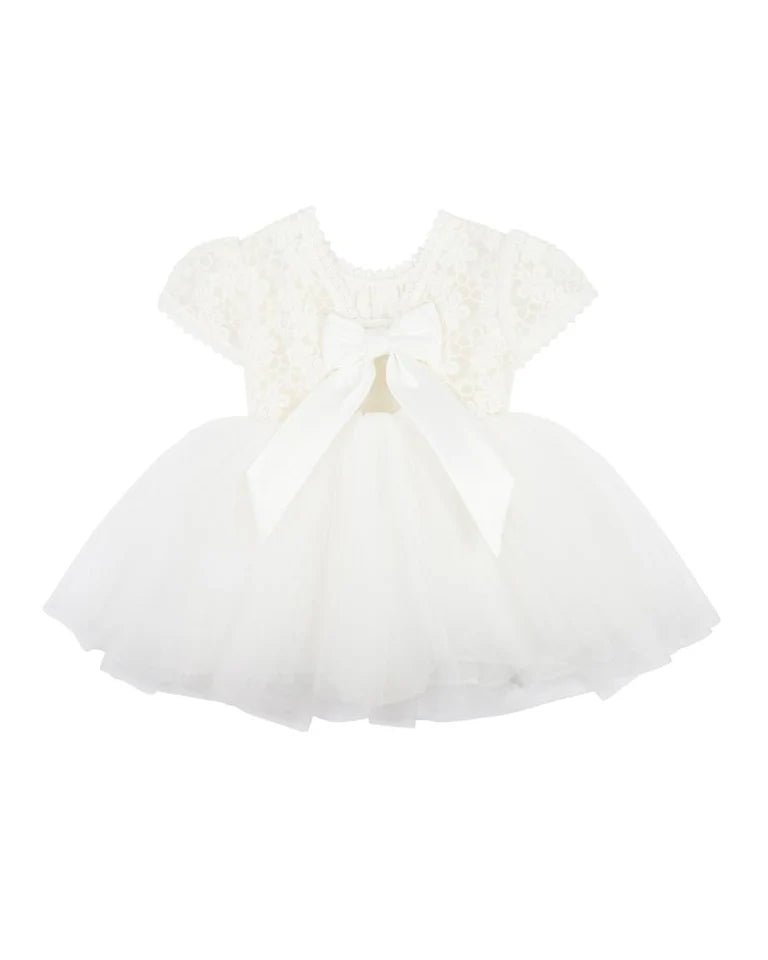 Lace Bodice W Back Bow Dress - Aster & Ruby