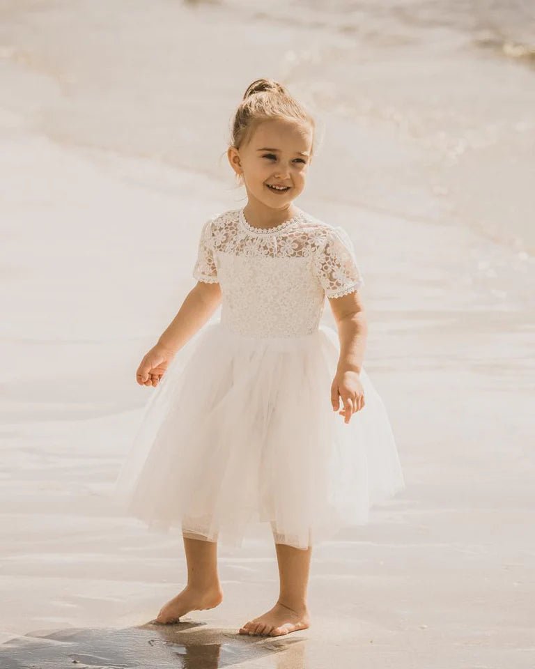 Lace Bodice W Back Bow Dress - Aster & Ruby