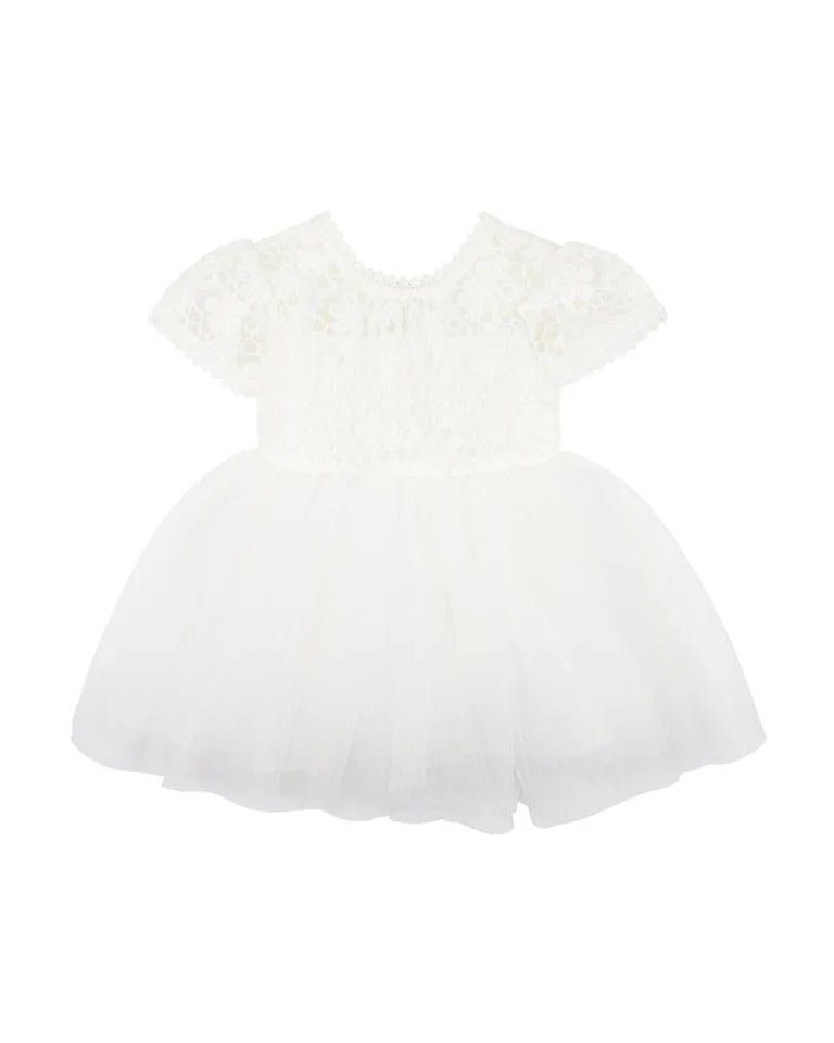 Lace Bodice W Back Bow Dress - Aster & Ruby