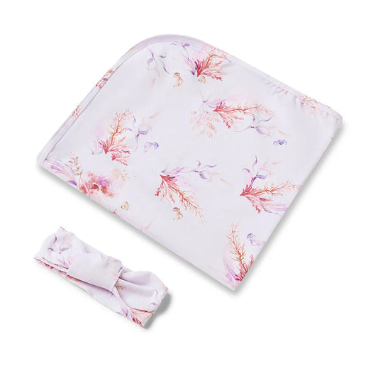 Coral Organic Jersey Wrap & Topknot Set - Aster & Ruby