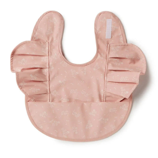 Dusty Rose Flower Frill Snuggle Bib - Aster & Ruby