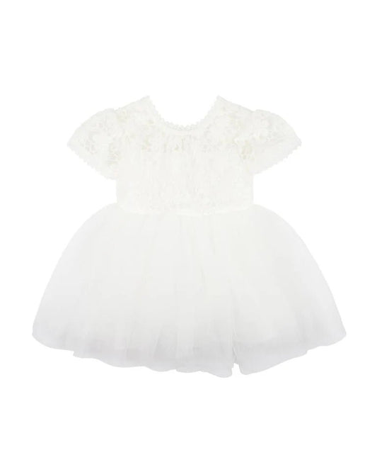 Lace Bodice W Back Bow Dress - Aster & Ruby