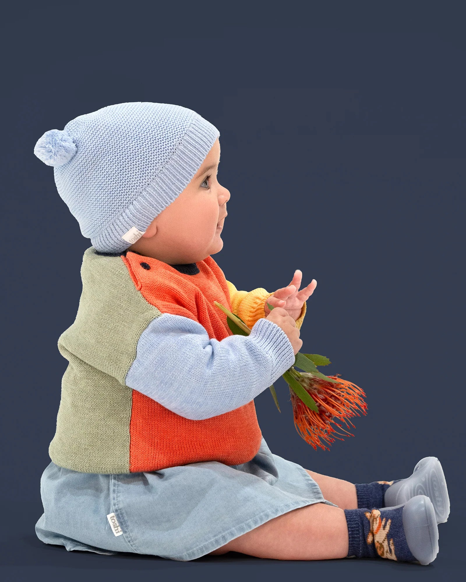 Organic Beanie Snowy Bluebird - Aster & Ruby