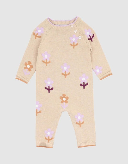 Tutu Tiger Flowers Knitted Romper - Aster & Ruby