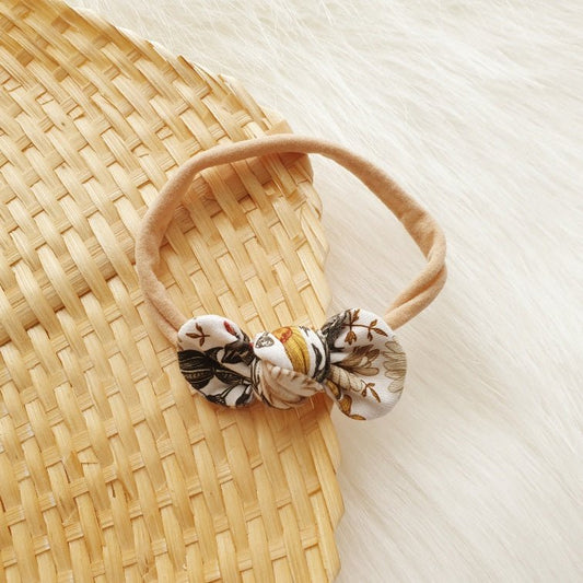 Vintage Floral Rust Mini Bow Headband-Aster & Ruby